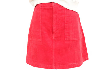 Red corduroy mini skirt - 38