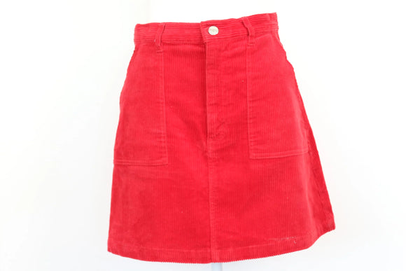 Red corduroy mini skirt - 38