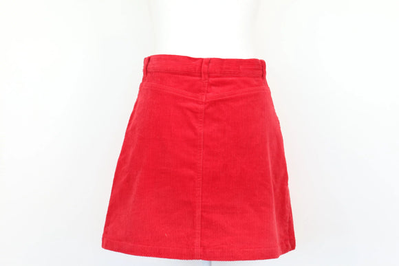 Red corduroy mini skirt - 38