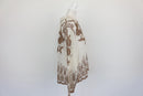 Cream buttoned down blouse with brown embroidery - L-4