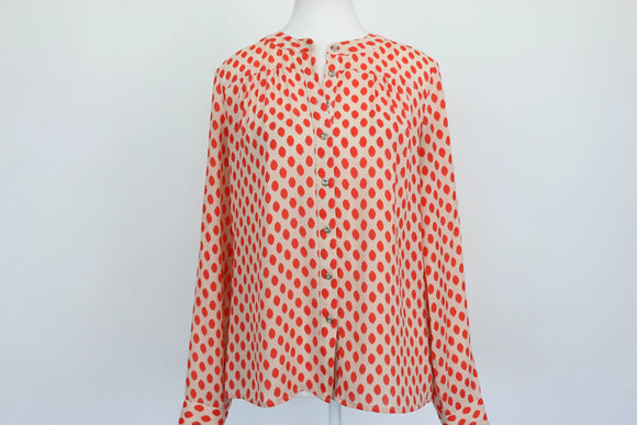 Banana Republic orange and cream long sleeve blouse - XS