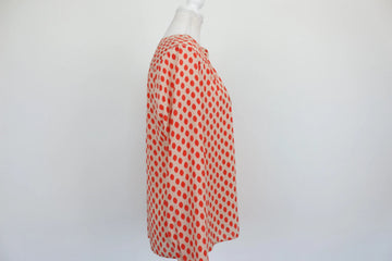 Banana Republic Red Ikat Dot Print Collarless Long-Sleeve Blouse – XS - 0