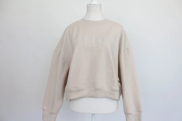 Truworths LTD Stone Beige Crew Neck Cropped Sweatshirt