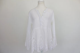 White cotton embroided blouse - S