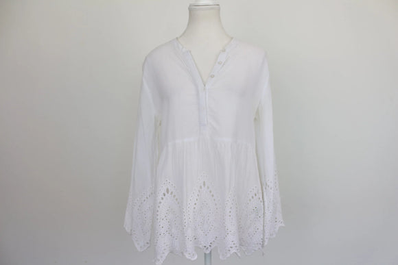 White cotton embroided blouse - S