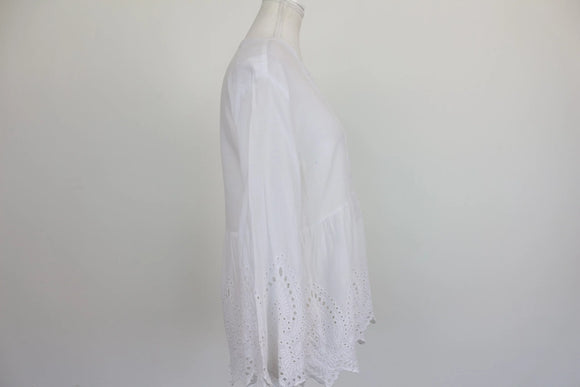 White cotton embroided blouse - S