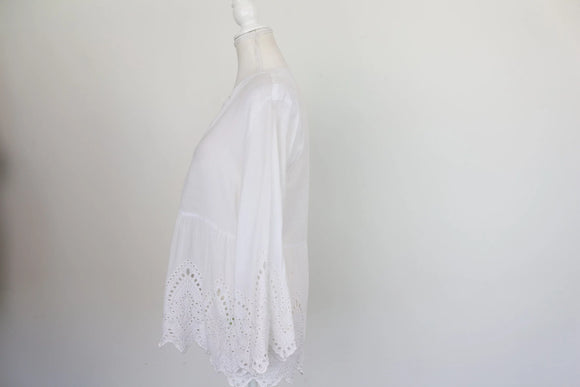 White cotton embroided blouse - S