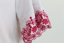 Poetry white t-shirt with pink embroidery - S-5