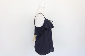 Forever New Black Ruffle Tier Tie-Front Cami Top – Size 36 - 0