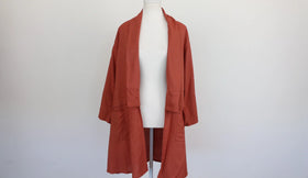 Sitting Pretty brunt orange linen blazer style jacket - S
