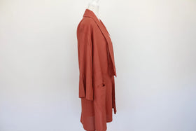 Sitting Pretty brunt orange linen blazer style jacket - S - 0