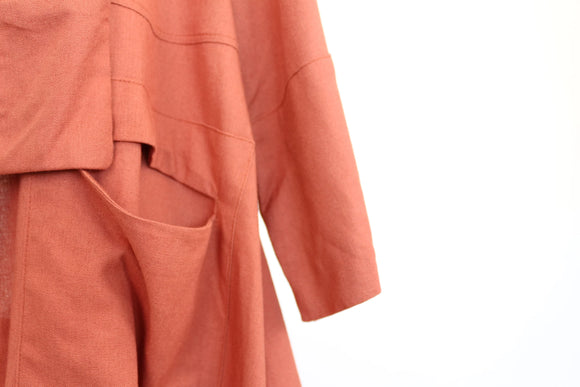 Sitting Pretty brunt orange linen blazer style jacket - S