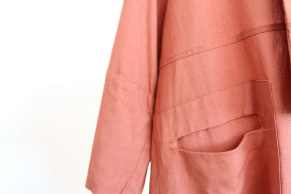 Sitting Pretty brunt orange linen blazer style jacket - S