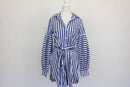 ZARA white and blue stripe shirt with tie - S-1