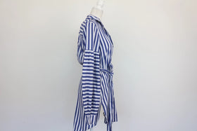 ZARA white and blue stripe shirt with tie - S - 0