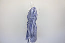 ZARA white and blue stripe shirt with tie - S-4