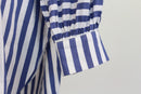 ZARA white and blue stripe shirt with tie - S-5