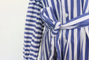 ZARA white and blue stripe shirt with tie - S-6