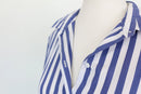 ZARA white and blue stripe shirt with tie - S-7