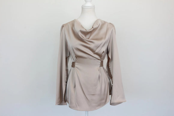 Dasy stone long sleeve satin blouse - M