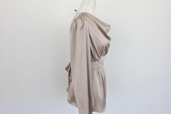 Dasy stone long sleeve satin blouse - M