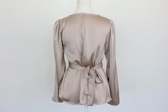 Dasy stone long sleeve satin blouse - M