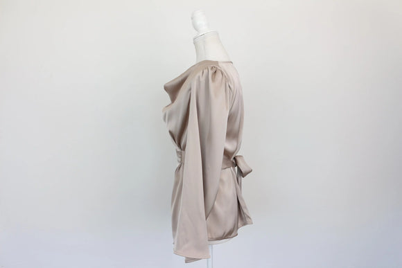 Dasy stone long sleeve satin blouse - M