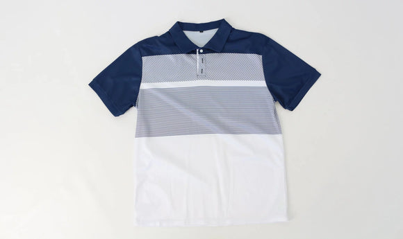 Navy and white golf shirt - L