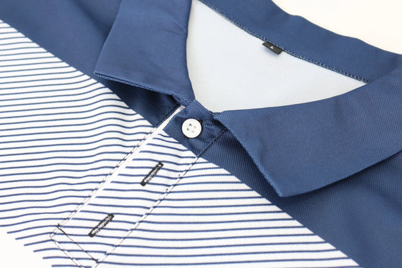 Navy and white golf shirt - L