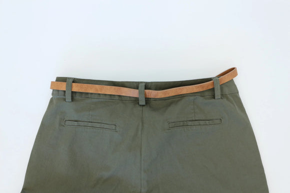Woolies mid rise straight leg olive chino with belt - 14