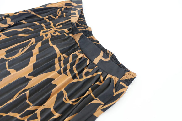 Black and brown stain pleated skirt - 40