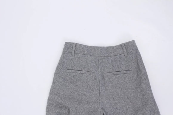 Wool grey wide leg trousers - 34