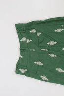 ZARA green linen wide leg pants with white embroidery - XS-4
