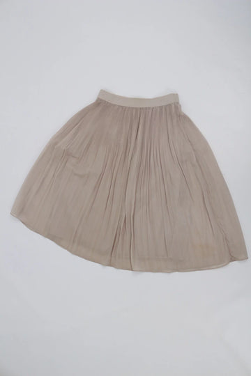 Vintage H&M Beige Sparkly Crimped Midi Skirt – Shimmer Detail | Size 36