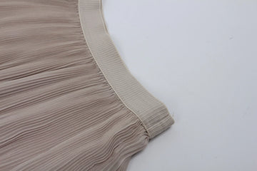 Vintage H&M Beige Sparkly Crimped Midi Skirt – Shimmer Detail | Size 36 - 0