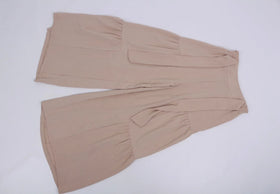 Beige wide leg trousers - M
