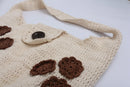 Crochet bag with brown flowers-2