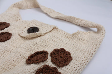 Handcrafted Vintage-Inspired Crochet Bag – Brown Floral Detail | One Size - 0