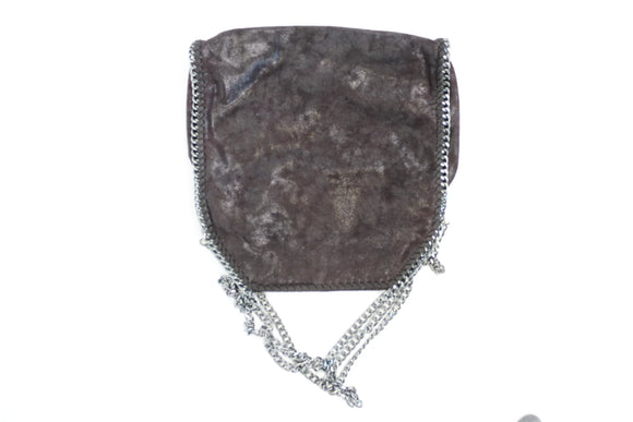 Black suede bag with chain straps