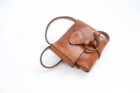 Genuine leather mini satchel - 0