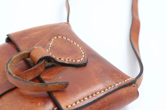 Genuine leather mini satchel