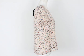 Pink Floral Print Short-Sleeve Blouse – S - 0