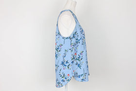 Woolies blue floral sleeveless blouse - 14 - 0