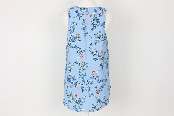 Woolies blue floral sleeveless blouse - 14