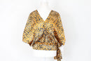 Yellow and grey satin cheetah print blouse - L-1