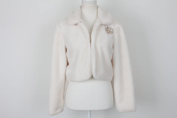 Truworths white faux fur cropped jacket