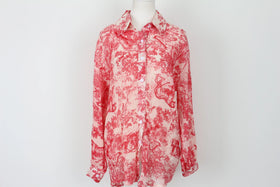 Red and white pleated shirt - S