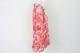 Red and white pleated shirt - S - 0