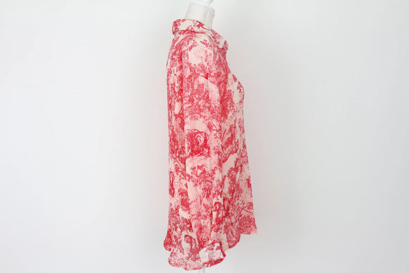 Red and white pleated shirt - S
