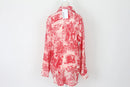 Red and white pleated shirt - S-3